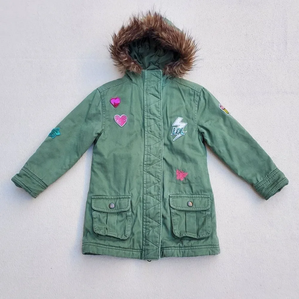 Children's Place Long Sleeve Patched Hooded Parka Jacket Size XS-4